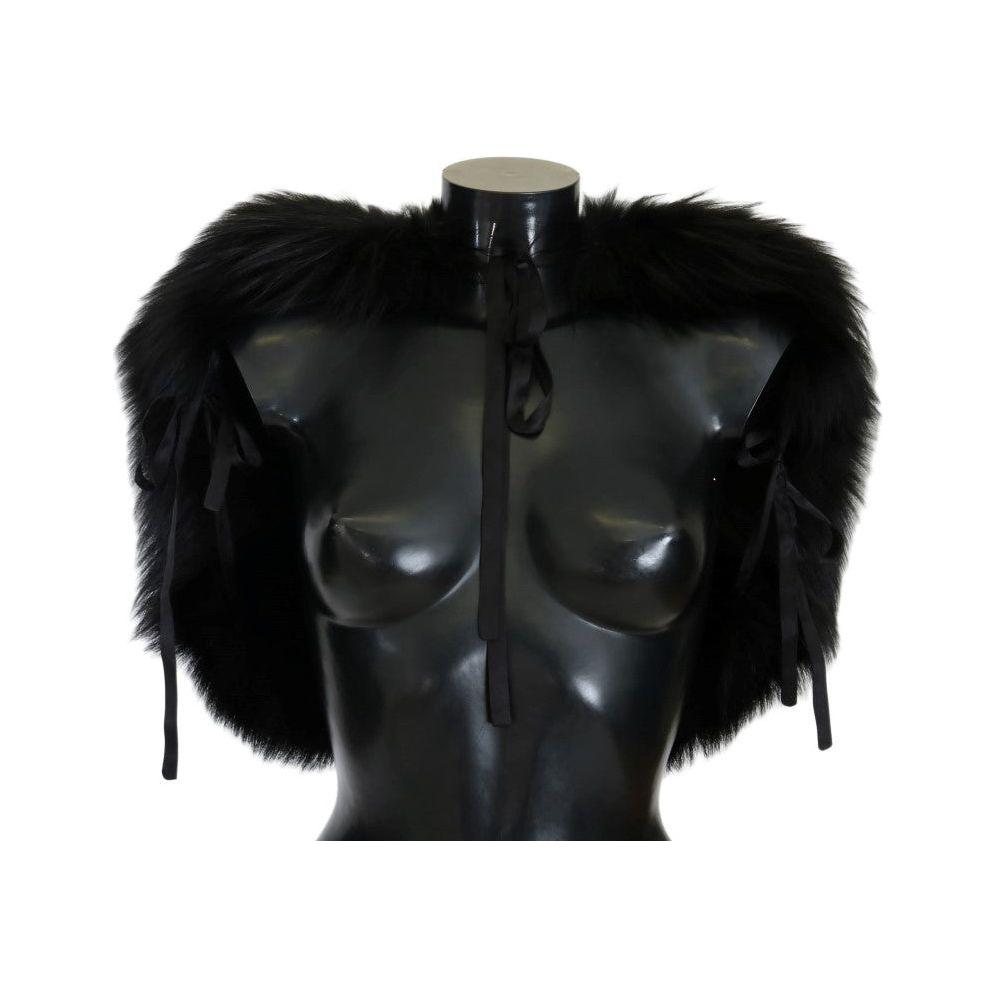 Dolce & Gabbana Black Silver Fox Fur Scarf
