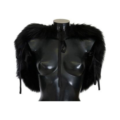 Dolce & Gabbana Black Silver Fox Fur Scarf