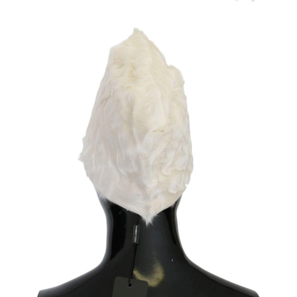 Dolce & Gabbana White Xiangao Lamb Fur Beanie