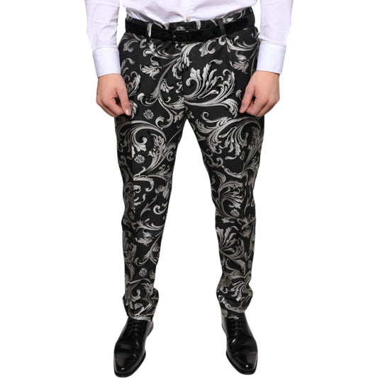 Dolce & Gabbana Black Jacquard Skinny Dress Pants