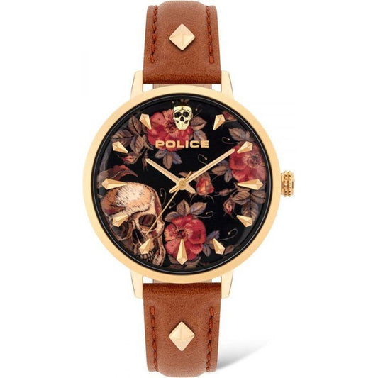 Police Brown Leather Watch POPL16034MSG02AC