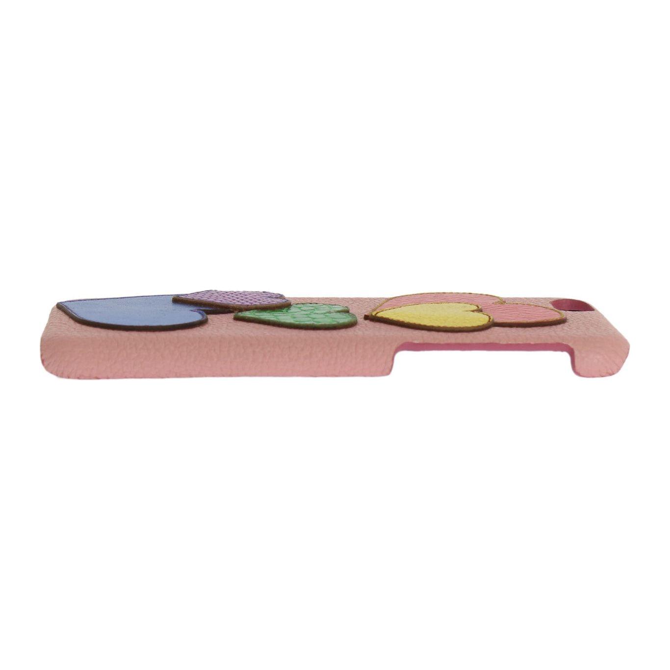 Dolce & Gabbana Pink Leather Heart Phone Cover