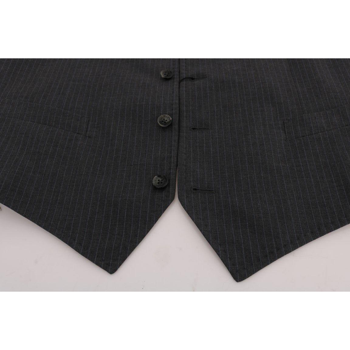 Dolce & Gabbana Gray STAFF Cotton Striped Vest