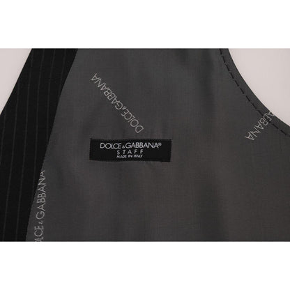 Dolce & Gabbana Gray STAFF Cotton Striped Vest
