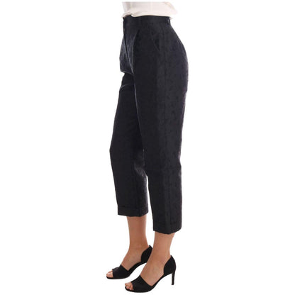 Dolce & Gabbana Black Floral Brocade Capri Pants
