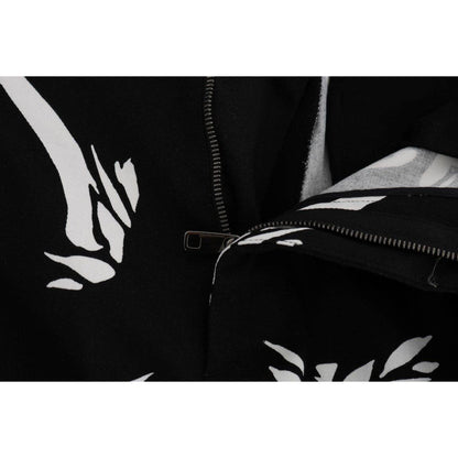 Dolce & Gabbana Black Tree Cotton Stretch Pants