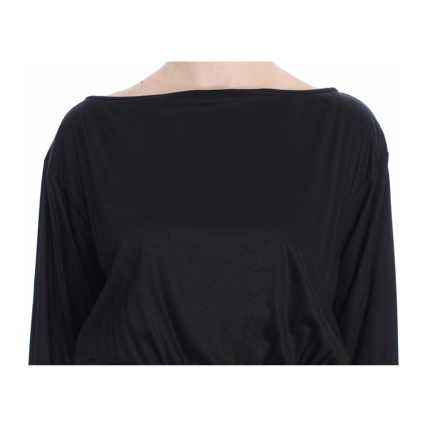 Versace Jeans Black Modal Silk Shift Knee Dress