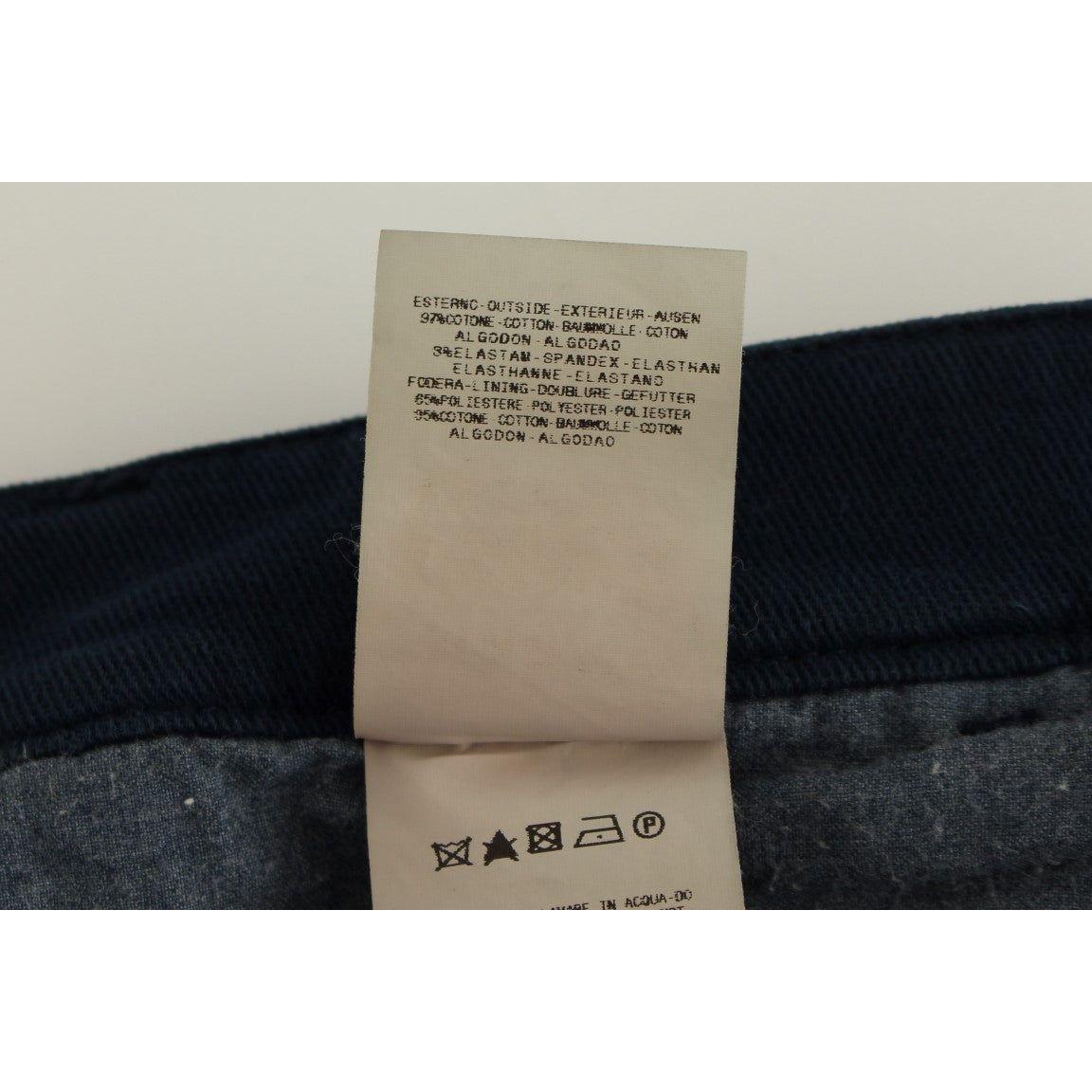 GF Ferre Blue Stretch Straight Fit Pants Chinos