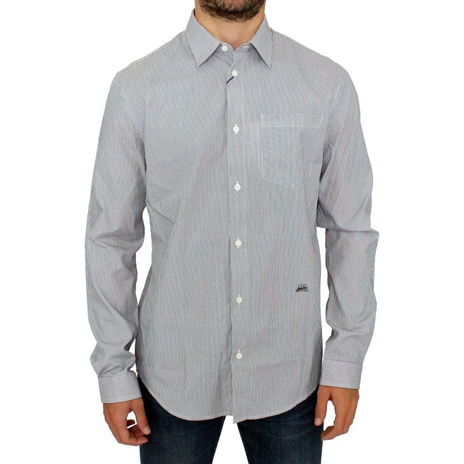 GF Ferre Gray Striped Cotton Casual Shirt 1728,67345645728,Clothing,Dress Shirts - Shirts - Clothing,GF Ferre,Gray,IT52 | XL,Material: 100% Cotton,Men,Men - Clothing,New with tags,Shirts - Clothing,Shirts - Men - Clothing