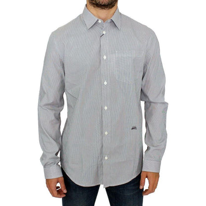 GF Ferre Gray Striped Cotton Casual Shirt 1728,67345645728,Clothing,Dress Shirts - Shirts - Clothing,GF Ferre,Gray,IT52 | XL,Material: 100% Cotton,Men,Men - Clothing,New with tags,Shirts - Clothing,Shirts - Men - Clothing