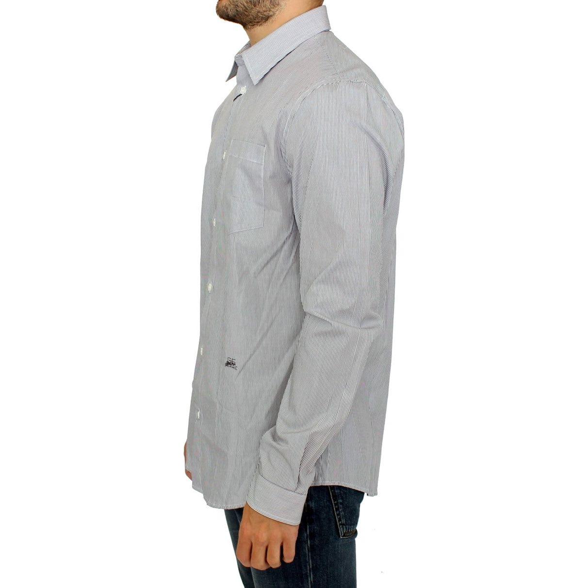 GF Ferre Gray Striped Cotton Casual Shirt 1728,67345645728,Clothing,Dress Shirts - Shirts - Clothing,GF Ferre,Gray,IT52 | XL,Material: 100% Cotton,Men,Men - Clothing,New with tags,Shirts - Clothing,Shirts - Men - Clothing