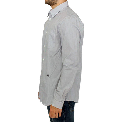 GF Ferre Gray Striped Cotton Casual Shirt 1728,67345645728,Clothing,Dress Shirts - Shirts - Clothing,GF Ferre,Gray,IT52 | XL,Material: 100% Cotton,Men,Men - Clothing,New with tags,Shirts - Clothing,Shirts - Men - Clothing
