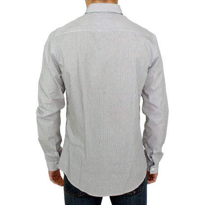 GF Ferre Gray Striped Cotton Casual Shirt 1728,67345645728,Clothing,Dress Shirts - Shirts - Clothing,GF Ferre,Gray,IT52 | XL,Material: 100% Cotton,Men,Men - Clothing,New with tags,Shirts - Clothing,Shirts - Men - Clothing