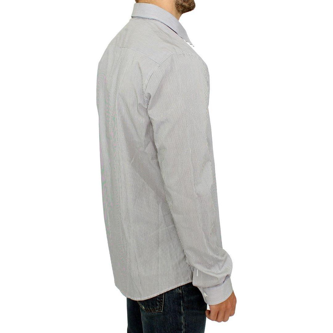 GF Ferre Gray Striped Cotton Casual Shirt 1728,67345645728,Clothing,Dress Shirts - Shirts - Clothing,GF Ferre,Gray,IT52 | XL,Material: 100% Cotton,Men,Men - Clothing,New with tags,Shirts - Clothing,Shirts - Men - Clothing