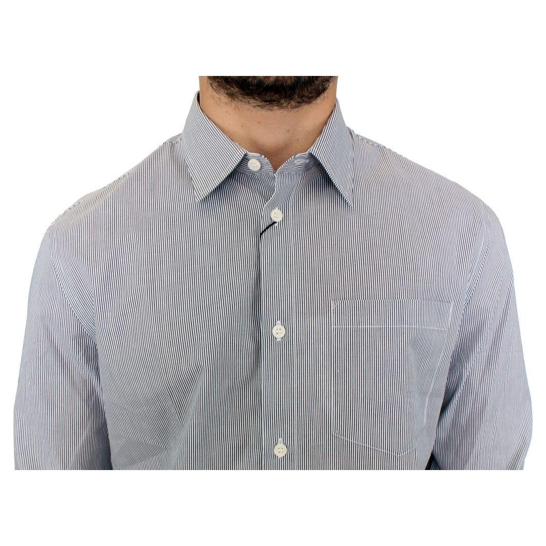 GF Ferre Gray Striped Cotton Casual Shirt 1728,67345645728,Clothing,Dress Shirts - Shirts - Clothing,GF Ferre,Gray,IT52 | XL,Material: 100% Cotton,Men,Men - Clothing,New with tags,Shirts - Clothing,Shirts - Men - Clothing