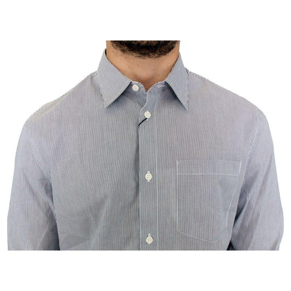 GF Ferre Gray Striped Cotton Casual Shirt 1728,67345645728,Clothing,Dress Shirts - Shirts - Clothing,GF Ferre,Gray,IT52 | XL,Material: 100% Cotton,Men,Men - Clothing,New with tags,Shirts - Clothing,Shirts - Men - Clothing