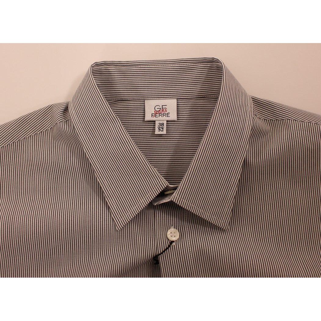 GF Ferre Gray Striped Cotton Casual Shirt 1728,67345645728,Clothing,Dress Shirts - Shirts - Clothing,GF Ferre,Gray,IT52 | XL,Material: 100% Cotton,Men,Men - Clothing,New with tags,Shirts - Clothing,Shirts - Men - Clothing