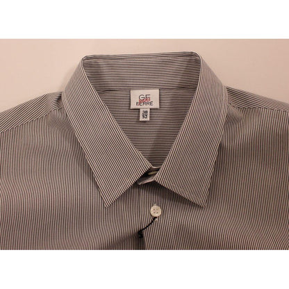 GF Ferre Gray Striped Cotton Casual Shirt 1728,67345645728,Clothing,Dress Shirts - Shirts - Clothing,GF Ferre,Gray,IT52 | XL,Material: 100% Cotton,Men,Men - Clothing,New with tags,Shirts - Clothing,Shirts - Men - Clothing