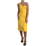 Dolce & Gabbana Yellow One Shoulder Side Slit Midi Dress DR28773#2-40