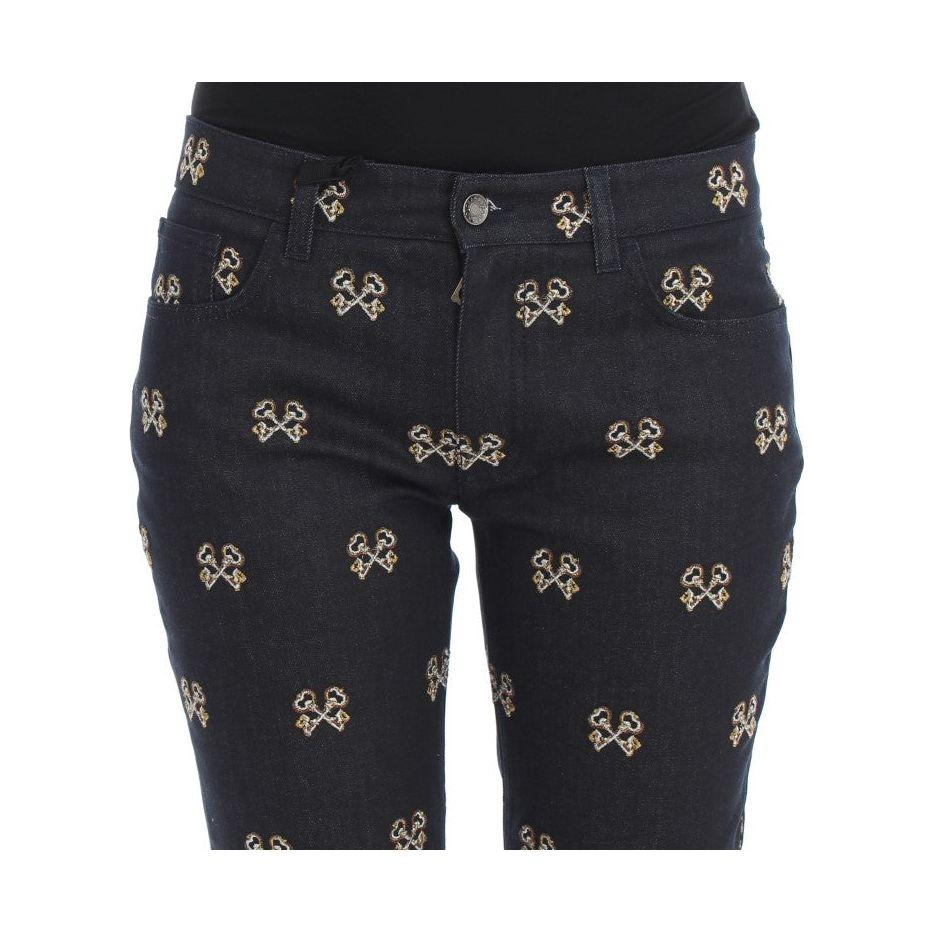 Dolce & Gabbana Blue Key Embroidered Slim Fit KATE Jeans
