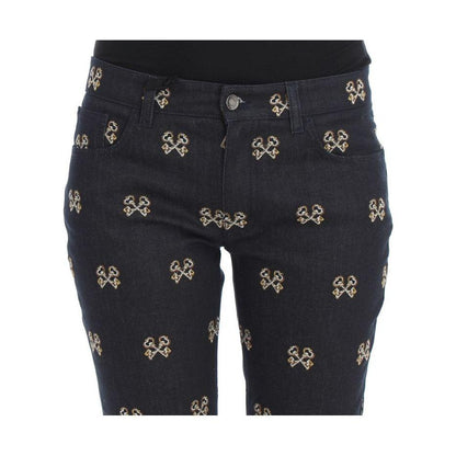 Dolce & Gabbana Blue Key Embroidered Slim Fit KATE Jeans