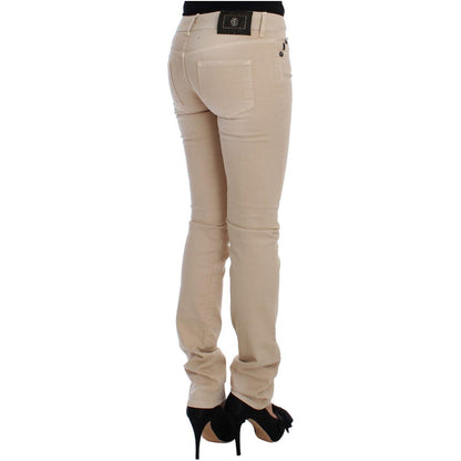 Cavalli Beige Wash Slim Fit Cotton Stretch Jeans