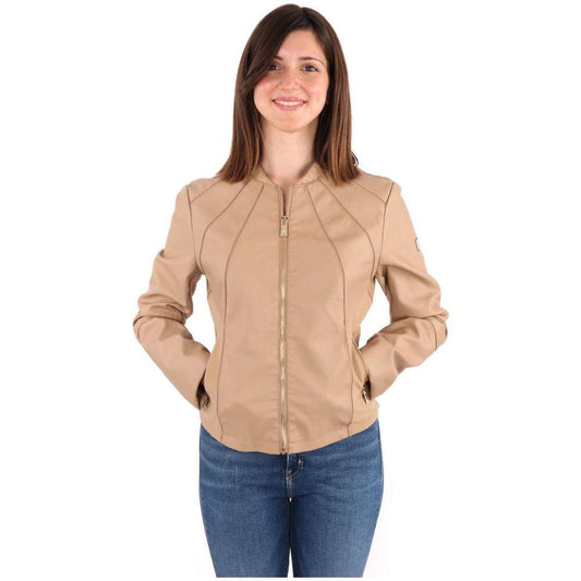 Yes Zee Beige Polyethylene Jackets & Coat YE-14606-XS