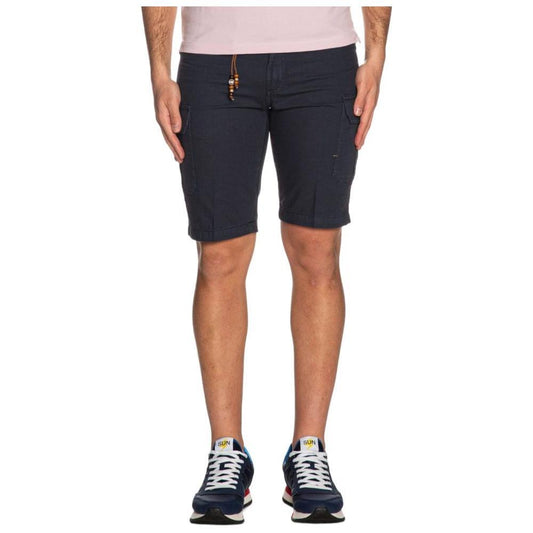 Yes Zee Blue Cotton Men Bermuda Shorts YE-14669-W30