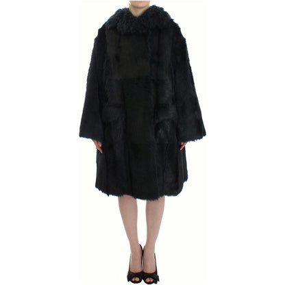 Dolce & Gabbana Black Goat Fur Shearling Long Jacket Coat1728,67345645728,Black,Clothing,Coats - Jackets & Coats - Clothing,Dolce & Gabbana,Fur,IT40|S,Jackets & Coats - Clothing,Material: 100% Goatskin,New with tags,Shearling,Tops & T-Shirts - Women - Clo