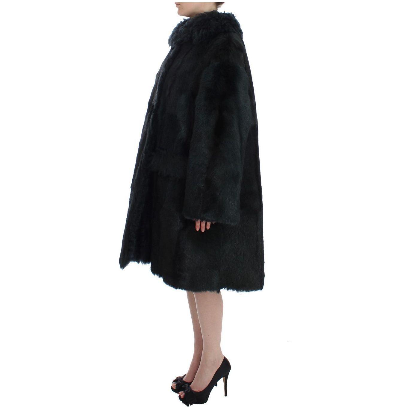 Dolce & Gabbana Black Goat Fur Shearling Long Jacket Coat1728,67345645728,Black,Clothing,Coats - Jackets & Coats - Clothing,Dolce & Gabbana,Fur,IT40|S,Jackets & Coats - Clothing,Material: 100% Goatskin,New with tags,Shearling,Tops & T-Shirts - Women - Clo