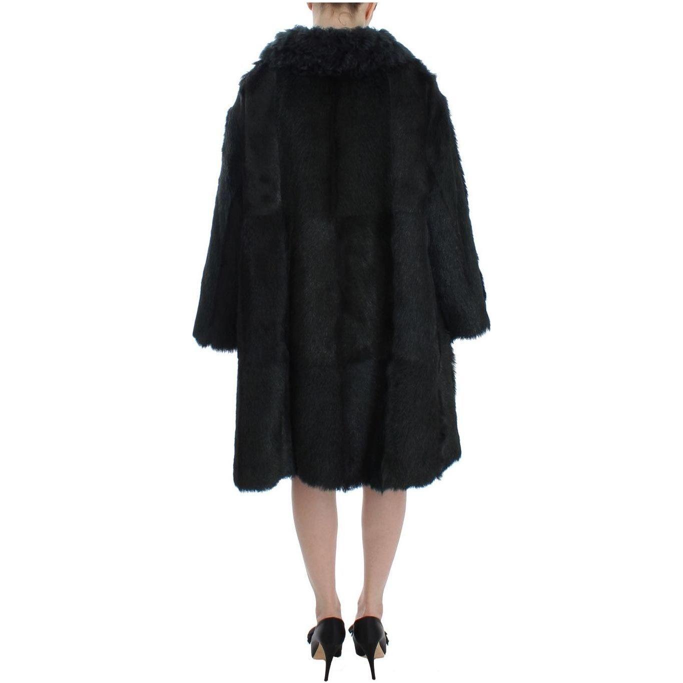 Dolce & Gabbana Black Goat Fur Shearling Long Jacket Coat1728,67345645728,Black,Clothing,Coats - Jackets & Coats - Clothing,Dolce & Gabbana,Fur,IT40|S,Jackets & Coats - Clothing,Material: 100% Goatskin,New with tags,Shearling,Tops & T-Shirts - Women - Clo