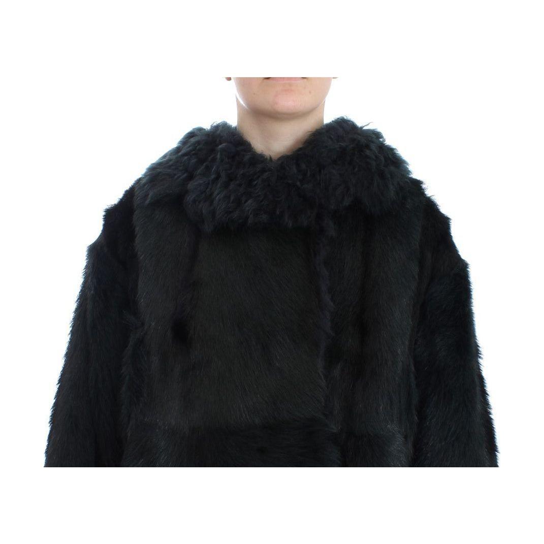 Dolce & Gabbana Black Goat Fur Shearling Long Jacket Coat1728,67345645728,Black,Clothing,Coats - Jackets & Coats - Clothing,Dolce & Gabbana,Fur,IT40|S,Jackets & Coats - Clothing,Material: 100% Goatskin,New with tags,Shearling,Tops & T-Shirts - Women - Clo
