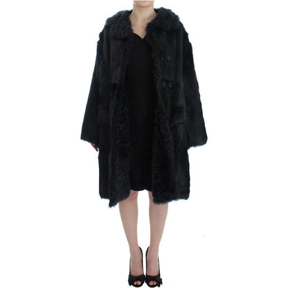 Dolce & Gabbana Black Goat Fur Shearling Long Jacket Coat1728,67345645728,Black,Clothing,Coats - Jackets & Coats - Clothing,Dolce & Gabbana,Fur,IT40|S,Jackets & Coats - Clothing,Material: 100% Goatskin,New with tags,Shearling,Tops & T-Shirts - Women - Clo