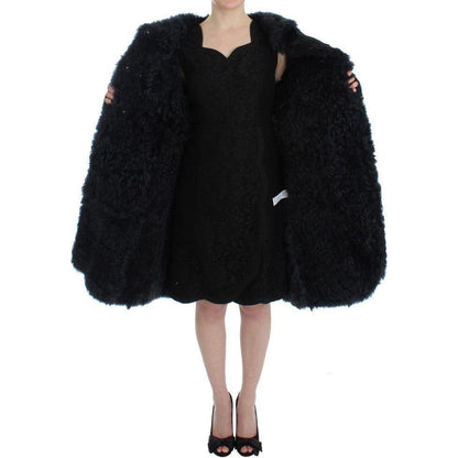 Dolce & Gabbana Black Goat Fur Shearling Long Jacket Coat1728,67345645728,Black,Clothing,Coats - Jackets & Coats - Clothing,Dolce & Gabbana,Fur,IT40|S,Jackets & Coats - Clothing,Material: 100% Goatskin,New with tags,Shearling,Tops & T-Shirts - Women - Clo