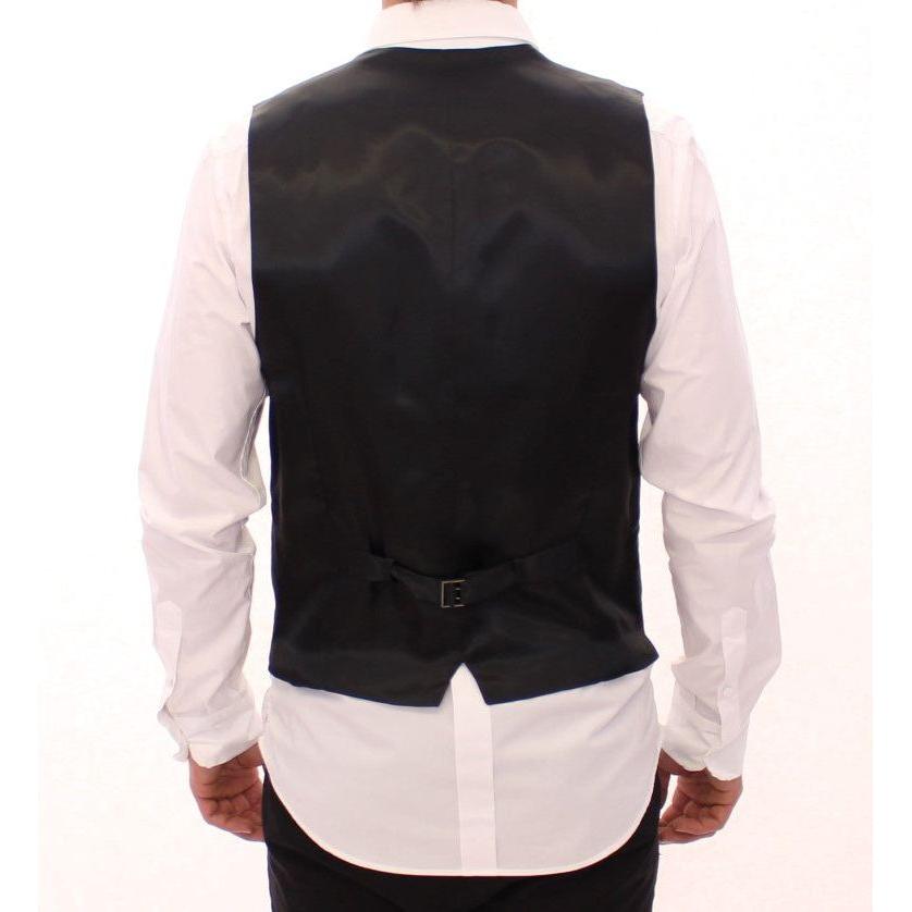 Dolce & Gabbana Gray Striped Wool Single Breasted Vest1728,5% Elastane,67345645728,Black,Clothing,Dolce & Gabbana,IT48 | M,Material: 95% Viscose,Men,Men - Clothing,New with tags,Suits & Blazers - Clothing,Vests - Men - Clothing,Waistcoats - Suits & Blazer