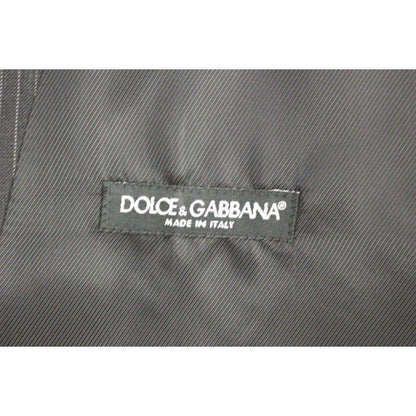 Dolce & Gabbana Gray Striped Wool Single Breasted Vest1728,5% Elastane,67345645728,Black,Clothing,Dolce & Gabbana,IT48 | M,Material: 95% Viscose,Men,Men - Clothing,New with tags,Suits & Blazers - Clothing,Vests - Men - Clothing,Waistcoats - Suits & Blazer