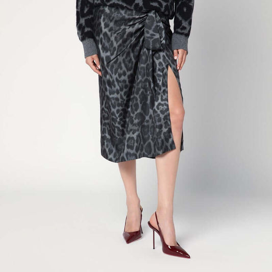 Stella McCartney Leopard midi skirt with knot 6301463GS225/R_STELL-1230_102