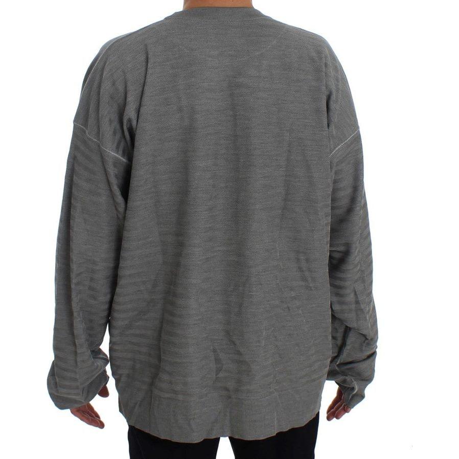 Dolce & Gabbana Gray Crewneck Pullover Silk Sweater1728,5% Elastane,67345645728,Clothing,Dolce & Gabbana,Gray,IT48 | M,Material: 95% Viscose,Men,Men - Clothing,New with tags,Sweaters - Clothing,Sweaters - Men - Clothing,Sweatshirts - Sweaters - Clothing