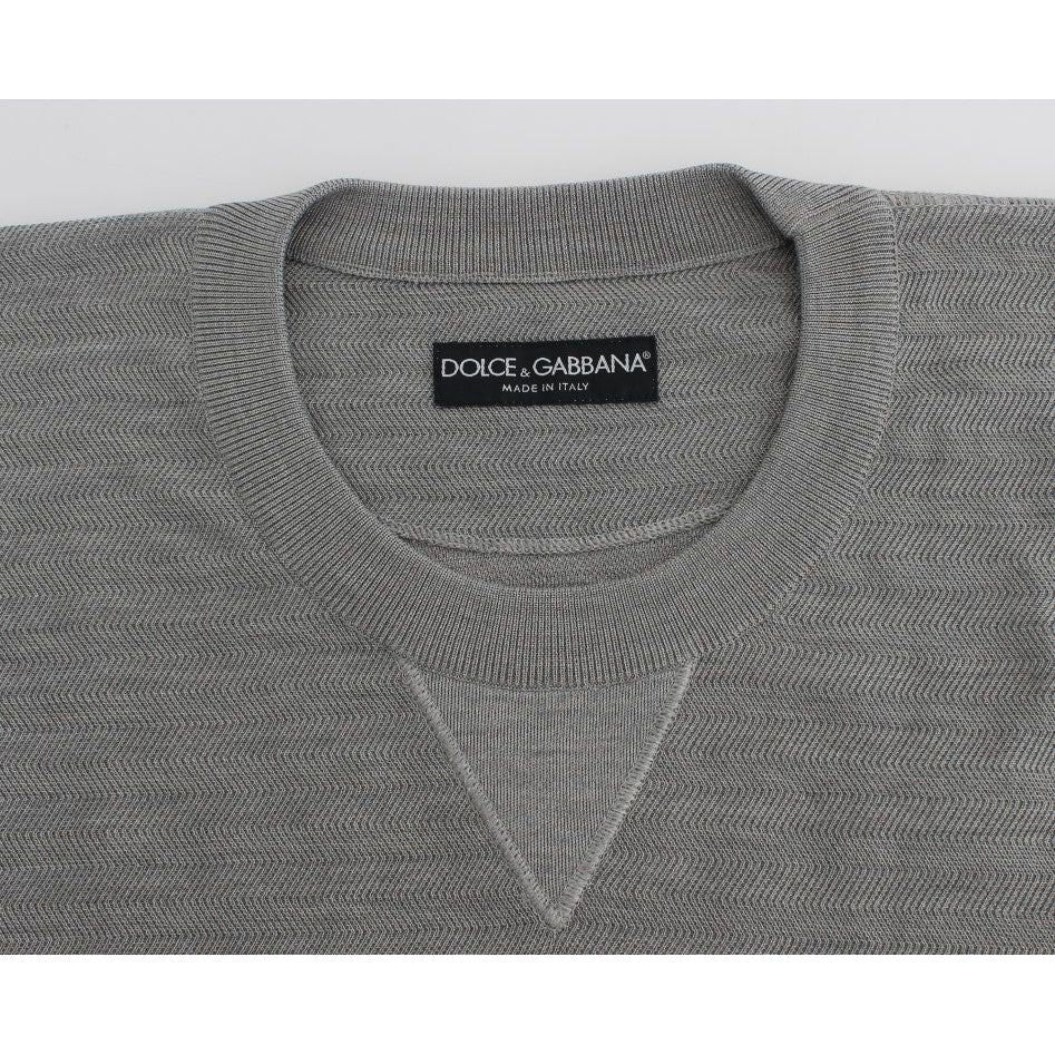 Dolce & Gabbana Gray Crewneck Pullover Silk Sweater1728,5% Elastane,67345645728,Clothing,Dolce & Gabbana,Gray,IT48 | M,Material: 95% Viscose,Men,Men - Clothing,New with tags,Sweaters - Clothing,Sweaters - Men - Clothing,Sweatshirts - Sweaters - Clothing