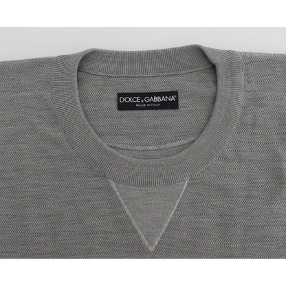 Dolce & Gabbana Gray Crewneck Pullover Silk Sweater1728,5% Elastane,67345645728,Clothing,Dolce & Gabbana,Gray,IT48 | M,Material: 95% Viscose,Men,Men - Clothing,New with tags,Sweaters - Clothing,Sweaters - Men - Clothing,Sweatshirts - Sweaters - Clothing
