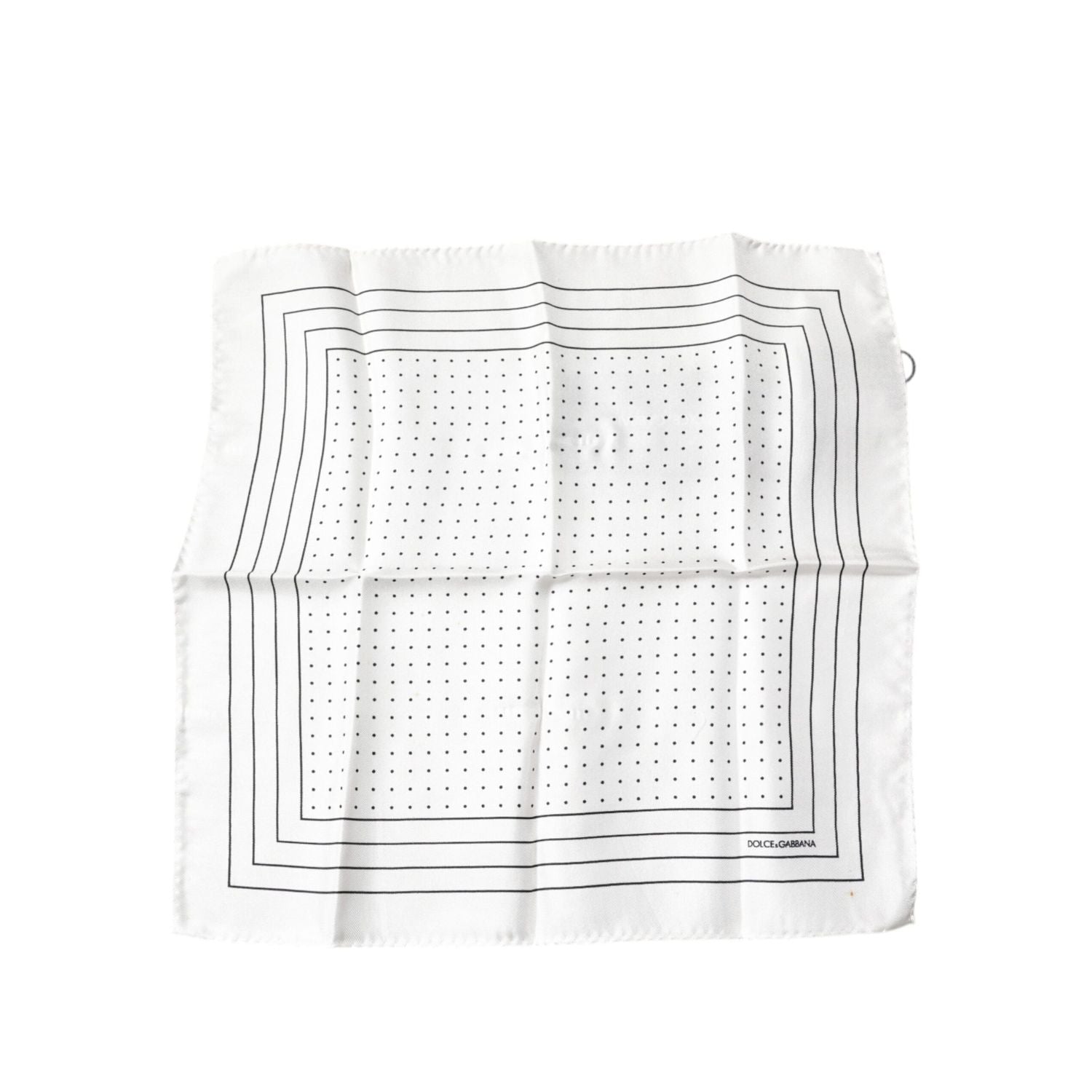 Dolce & Gabbana White Polka Dots Square Handkerchief Scarf