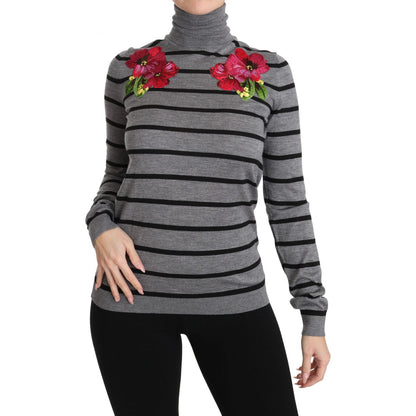 Dolce & Gabbana Gray Cashmere Silk Turtleneck Sweater