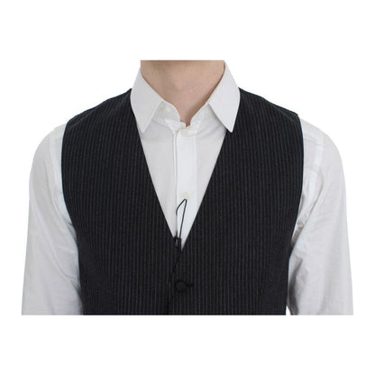 Dolce & Gabbana Gray Striped Formal Vest1728,2% Elastane,67345645728,Clothing,Dolce & Gabbana,Gray,IT50 | L,Material: 98% Wool,Men,Men - Clothing,New with tags,Suits & Blazers - Clothing,Vests - Men - Clothing,Waistcoats - Suits & Blazers - Clothing