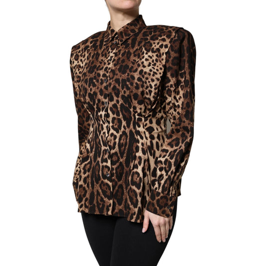 Dolce & Gabbana Brown Leopard Silk Button Down Coat Jacket JKT41388-36