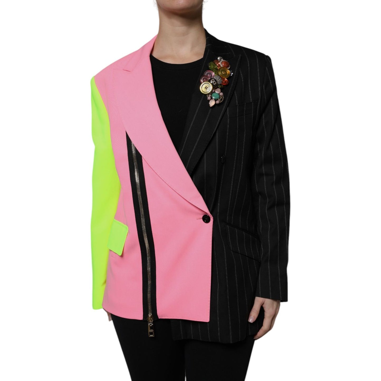 Dolce & Gabbana Multicolor Patchwork Embellished Coat Jacket1728,67345645728,Clothing,Coats - Jackets & Coats - Clothing,Dolce & Gabbana,IT36|XXS,IT38 | XS,IT40|S,IT44 | L,Jackets & Coats - Clothing,Jackets & Coats - Women - Clothing,Material: 46% Cotton