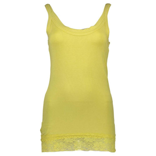 Silvian Heach Yellow Cotton Womens Tank with Lace Detail SI-2990-XS