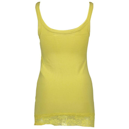 Silvian Heach Yellow Cotton Womens Tank with Lace Detail SI-2990-XS