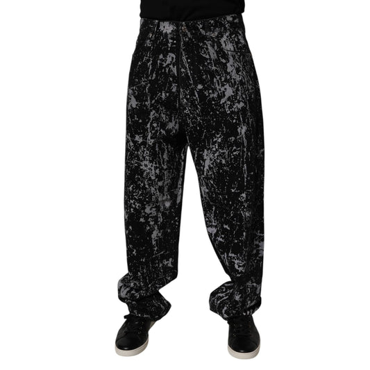 Dolce & Gabbana Dark Gray Tie Dye Cotton Straight Men Denim Jeans