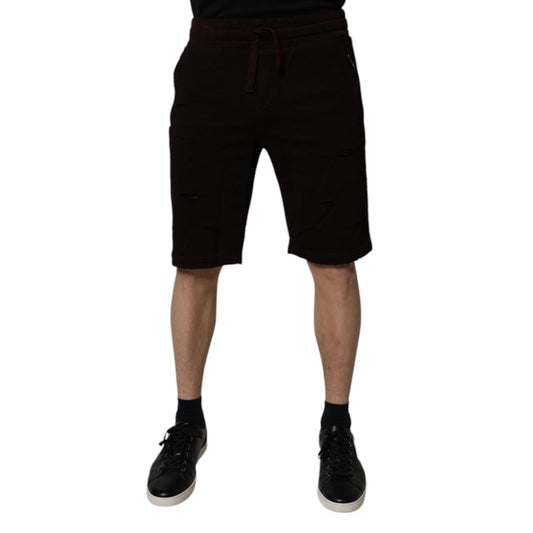 Dolce & Gabbana Maroon Cotton Sweatshorts Men Bermuda Shorts