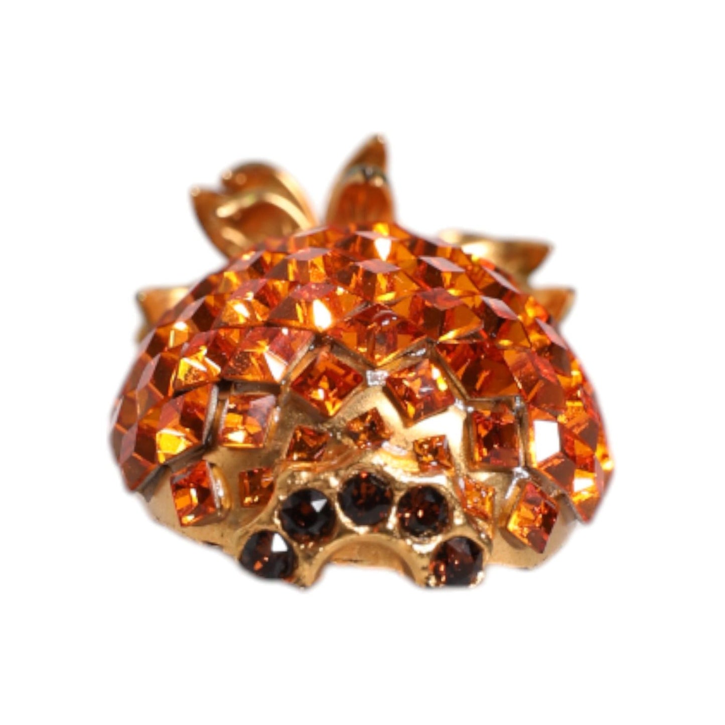 Dolce & Gabbana Gold Brass Pineapple Crystal Jewelry Brooch Pin